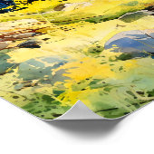 Poster de peinture de la forêt jaune bleu (Coin)