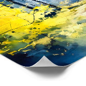 Poster de peinture de la forêt jaune bleu (Coin)