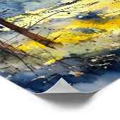 Poster de peinture de la forêt jaune bleu (Coin)