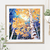 Poster de peinture de paysage de la forêt de nuit