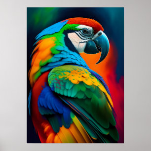 Poster de peinture d'oiseaux aux perroquets macaw 
