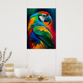 Poster de peinture d'oiseaux aux perroquets macaw (Cuisine)