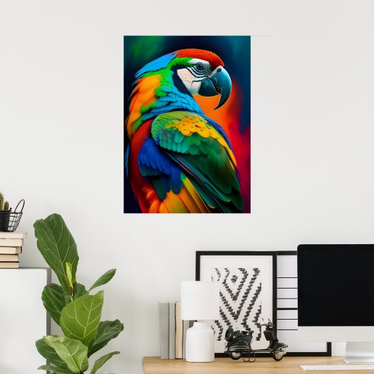 Poster de peinture d'oiseaux aux perroquets macaw  (Bureau à domicile)