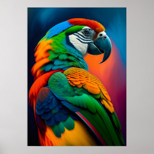 Poster de peinture d'oiseaux aux perroquets macaw 