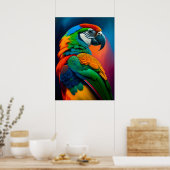 Poster de peinture d'oiseaux aux perroquets macaw  (Cuisine)