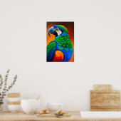 Poster de peinture d'oiseaux aux perroquets macaw  (Cuisine)