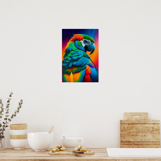 Poster de peinture d'oiseaux aux perroquets macaw  (Cuisine)