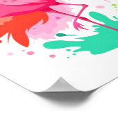 Poster de peinture Flamant rose rose aquarelle (Coin)