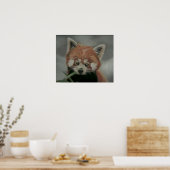 Poster de peinture Panda Pastel Rouge (Cuisine)