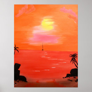 Poster de peinture Sky Sunset Orange