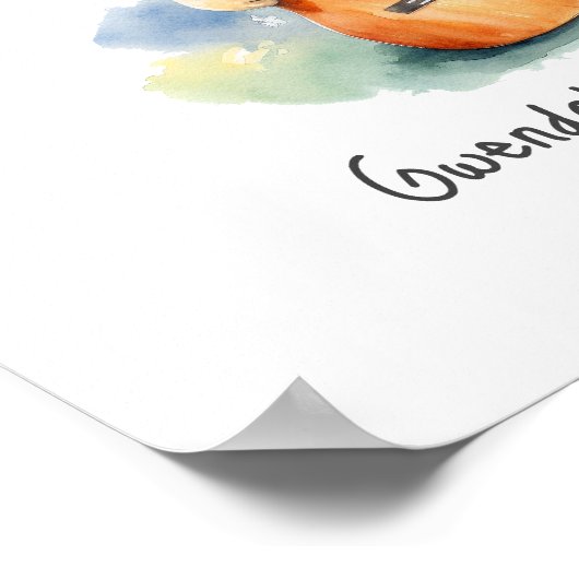 Poster de pépinière Giraffe avec guitare (Coin)