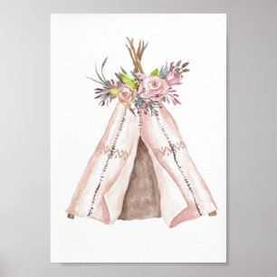 Poster de pépinière - Woodland Teepee