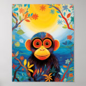 Poster de petit singe coloré mignon (Devant)