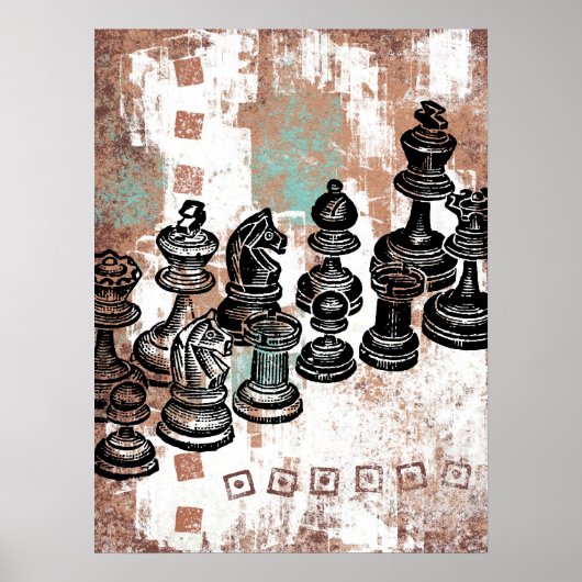 Poster de pièces d'échecs Wall Art (Devant)