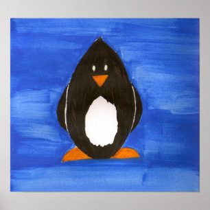 Poster de pingouin aquarelle