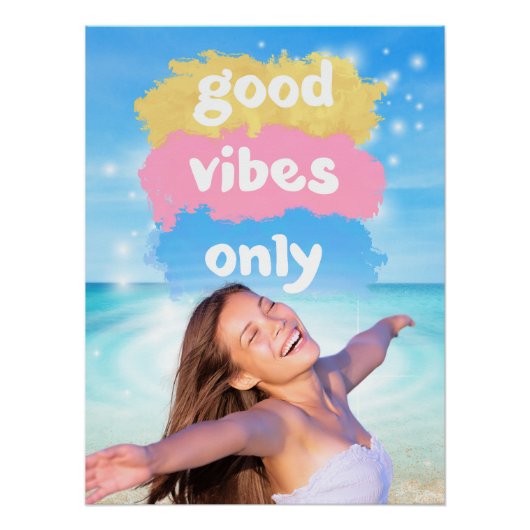 Poster de plage inspirationnel Good Vibes Only (Devant)