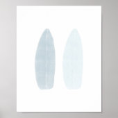 Poster de planche de surf bleu aquarelle (Devant)