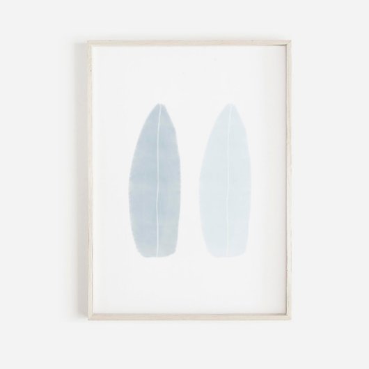 Poster de planche de surf bleu aquarelle