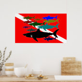 Poster de plongée / Requins (Cuisine)