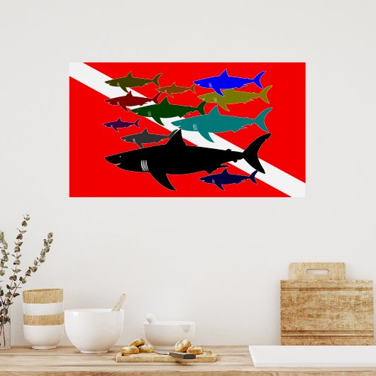 Poster de plongée / Requins (Cuisine)