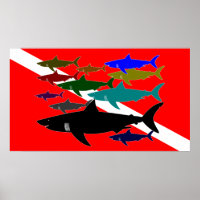 Poster de plongée / Requins