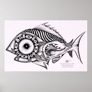 Poster de poisson d'art moderne / Design, Geometri