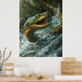Poster de poisson de serpent majestueux qui sort d (Cuisine)