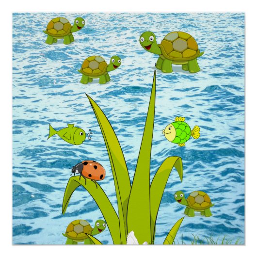 Poster de poisson et de tortue Poster Posters (Devant)