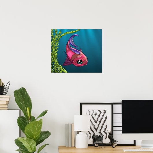 Poster de poisson rose (Bureau à domicile)