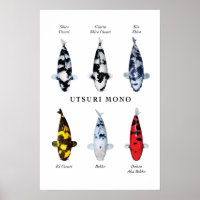 Poster de poissons koi japonais : Utsurimono