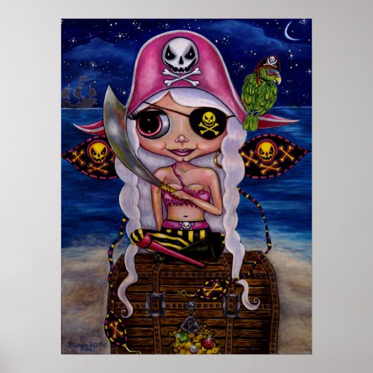 Poster de poitrine rose Pirate (Devant)