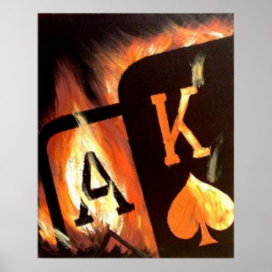 Poster de Poker Flaming Ace King Big Slick par Teo