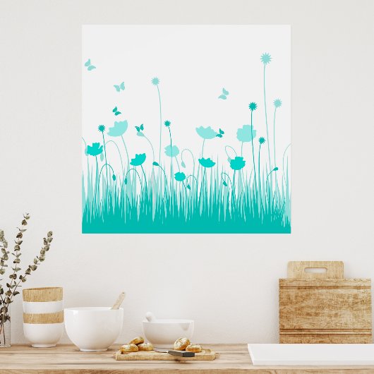 Poster de poppies turquoise (Cuisine)