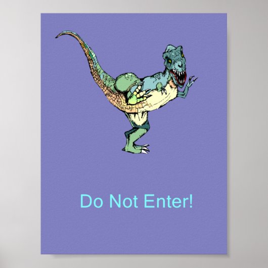 Poster De Porte N'Entrez Pas ! - Dinosaure (Devant)