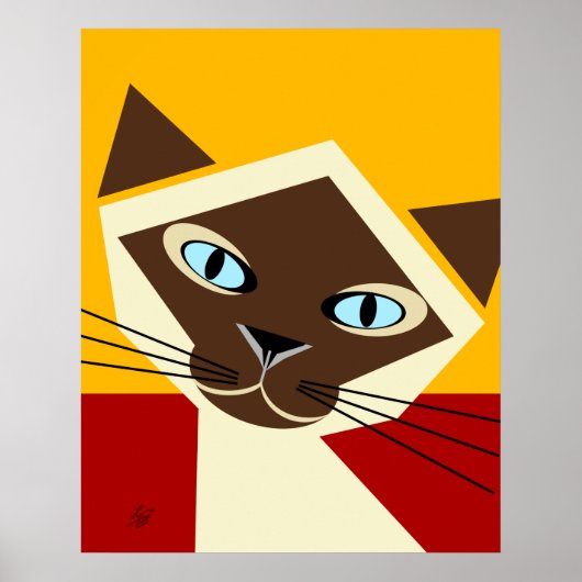 Poster de portrait de chat vector Siamese (Devant)