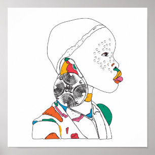 Poster de portrait de fille africaine