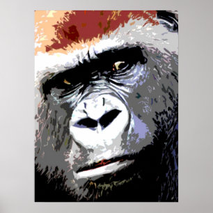 Poster de portrait de Gorilla Pop Art coloré