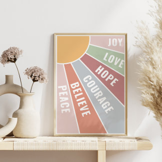 Poster de positivité Amour Joie Courage et Espoir