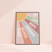 Poster de positivité Amour Joie Courage et Espoir