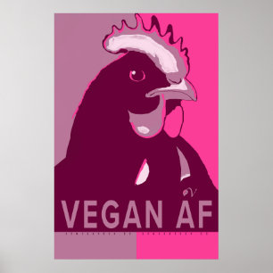 Poster de poulet Vegan AF Pink Camo Pop Art
