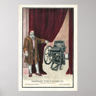 Poster de presse à lettres Gutenberg type fonderie