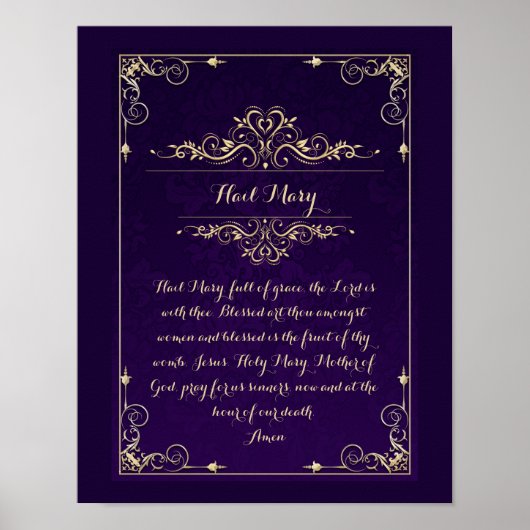 Poster de prière catholique Hail Mary (Devant)