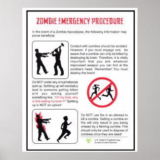 Poster de procédure d'urgence Zombie