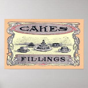 Poster de publicité pour gâteau victorien vintage