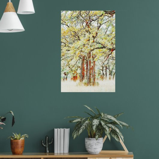 Poster de quatre chênes dans une forêt sauvage (Salon 1)