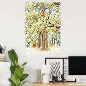 Poster de quatre chênes dans une forêt sauvage (Bureau à domicile)