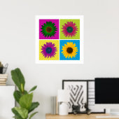 Poster de quatre tournesols en couleur (Bureau à domicile)