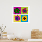 Poster de quatre tournesols en couleur (Cuisine)