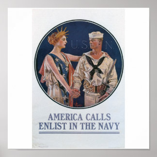 Poster de recrutement de l'ancienne marine vers 19