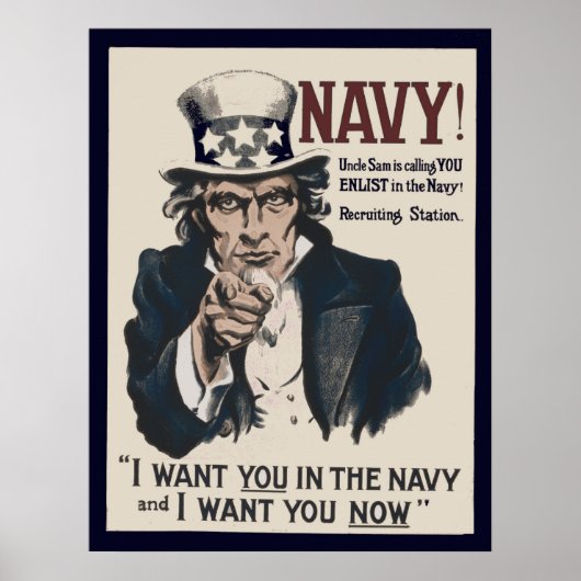 Poster de recrutement de l'oncle vintage Sam Navy  (Devant)